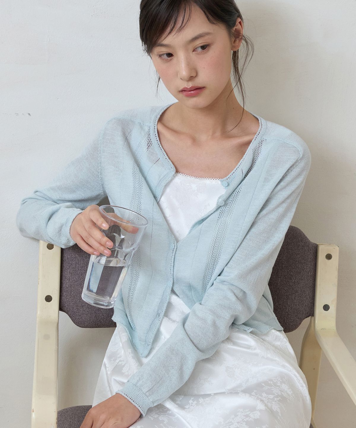 이보크에라(EVOKEERA) Bebe Summer Pointelle Cardigan(Sky Blue)