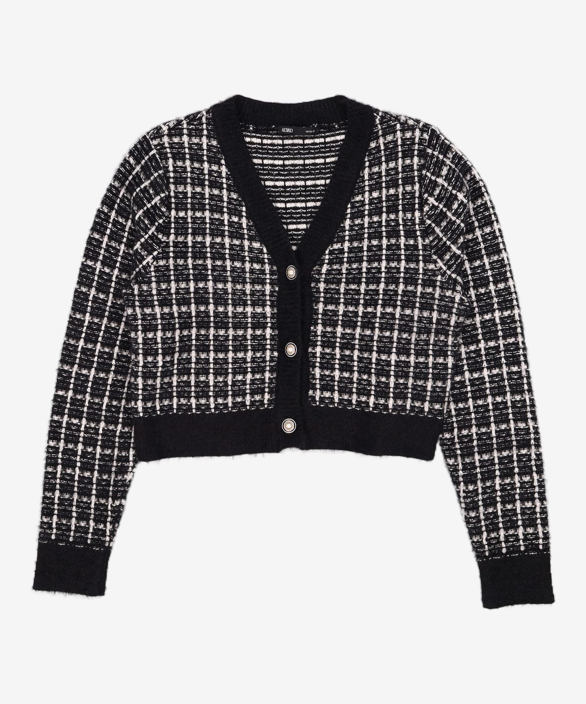 미쏘(MIXXO) 크롭 트위드 배색 가디건 MIWCKBV61T M