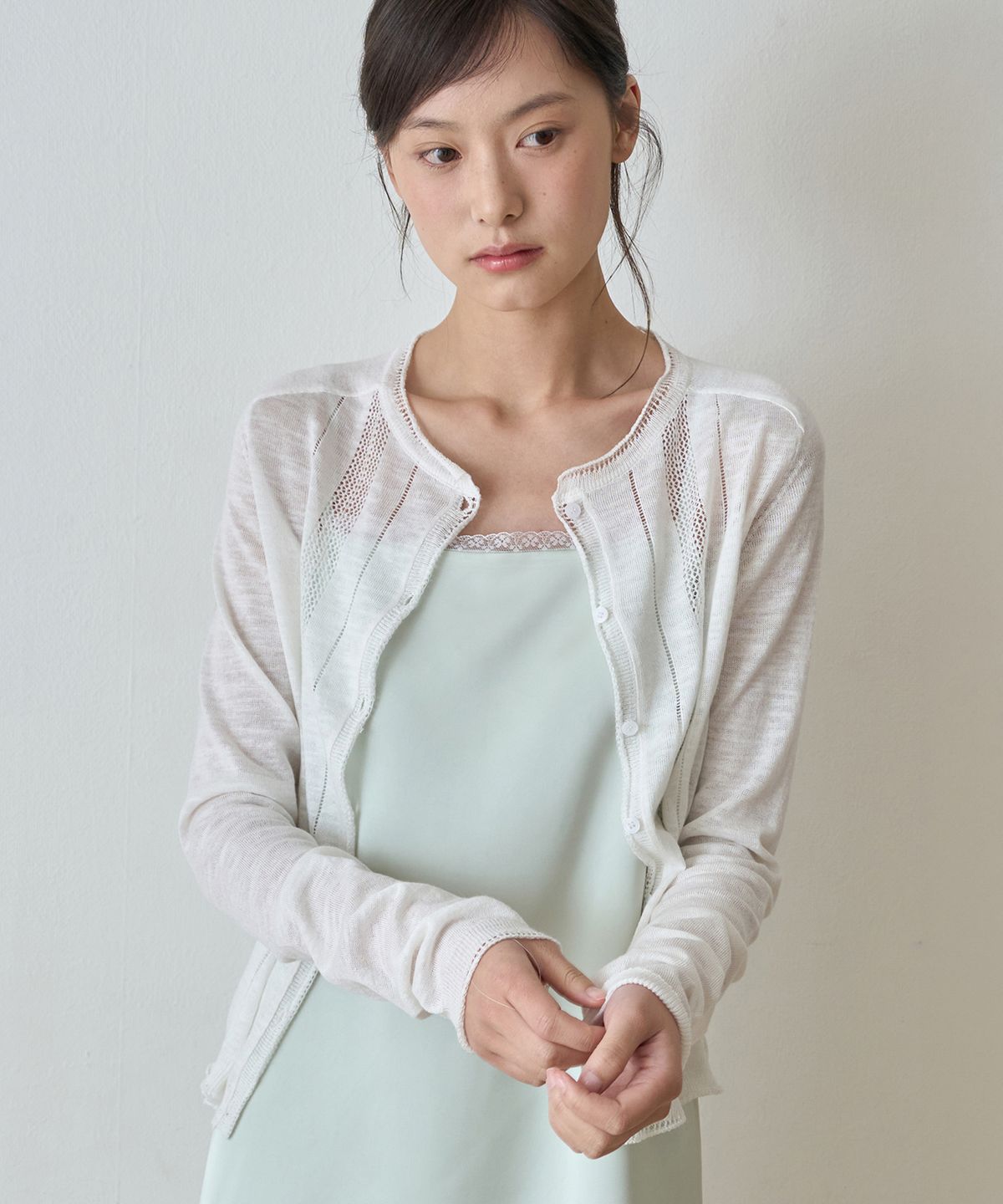 이보크에라(EVOKEERA) Bebe Summer Pointelle Cardigan(White)