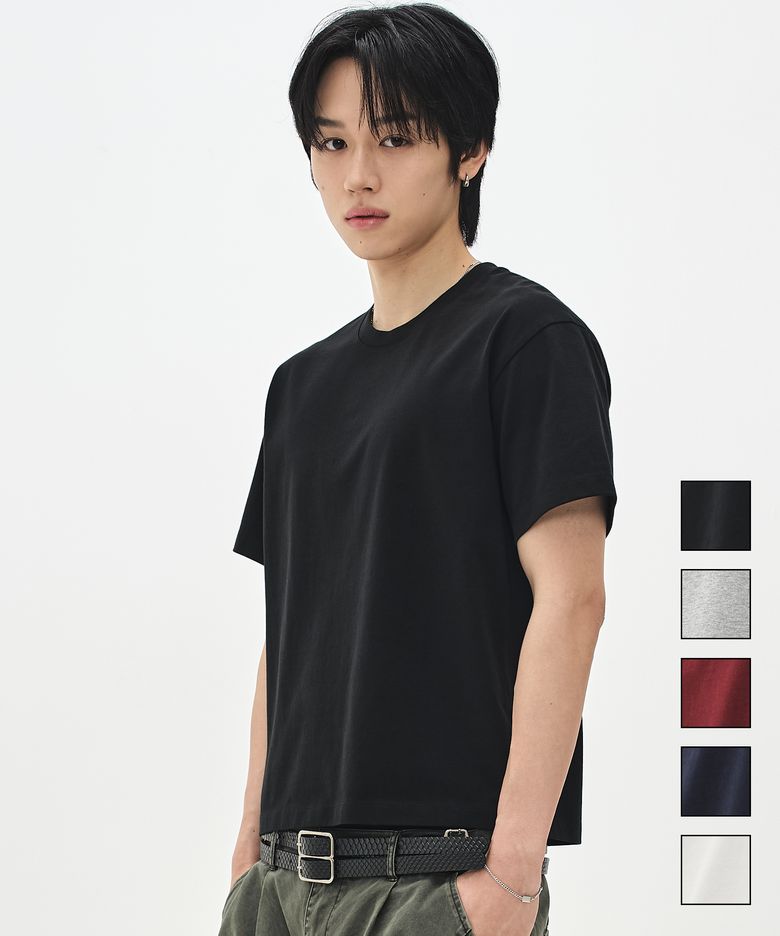 레귤러 크롭 체인 스티치 티셔츠[5 Color]