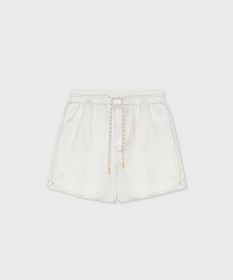 POBE SATIN TRACK SHORTS OYSTER WHITE