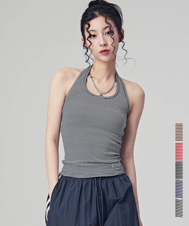 티안 스트라이프 홀터 슬리브리스_5Colors