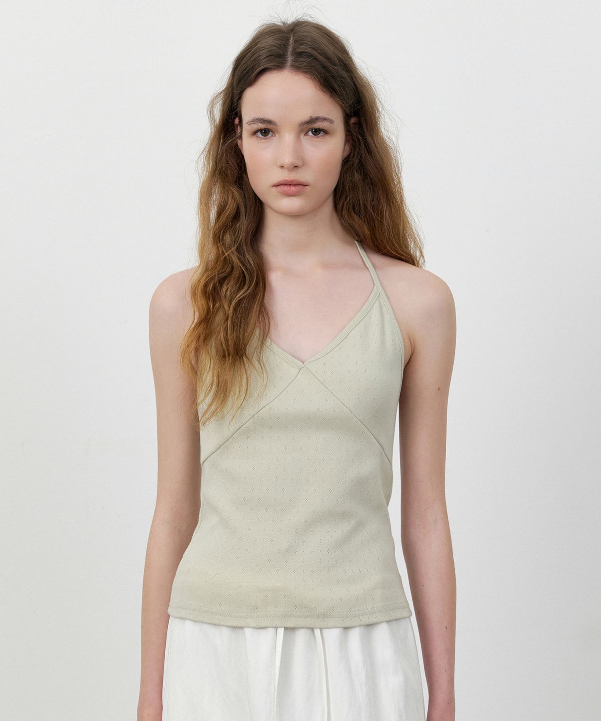 로에일(LOEIL) Backless v-neck punching halter sleeveless_Mint