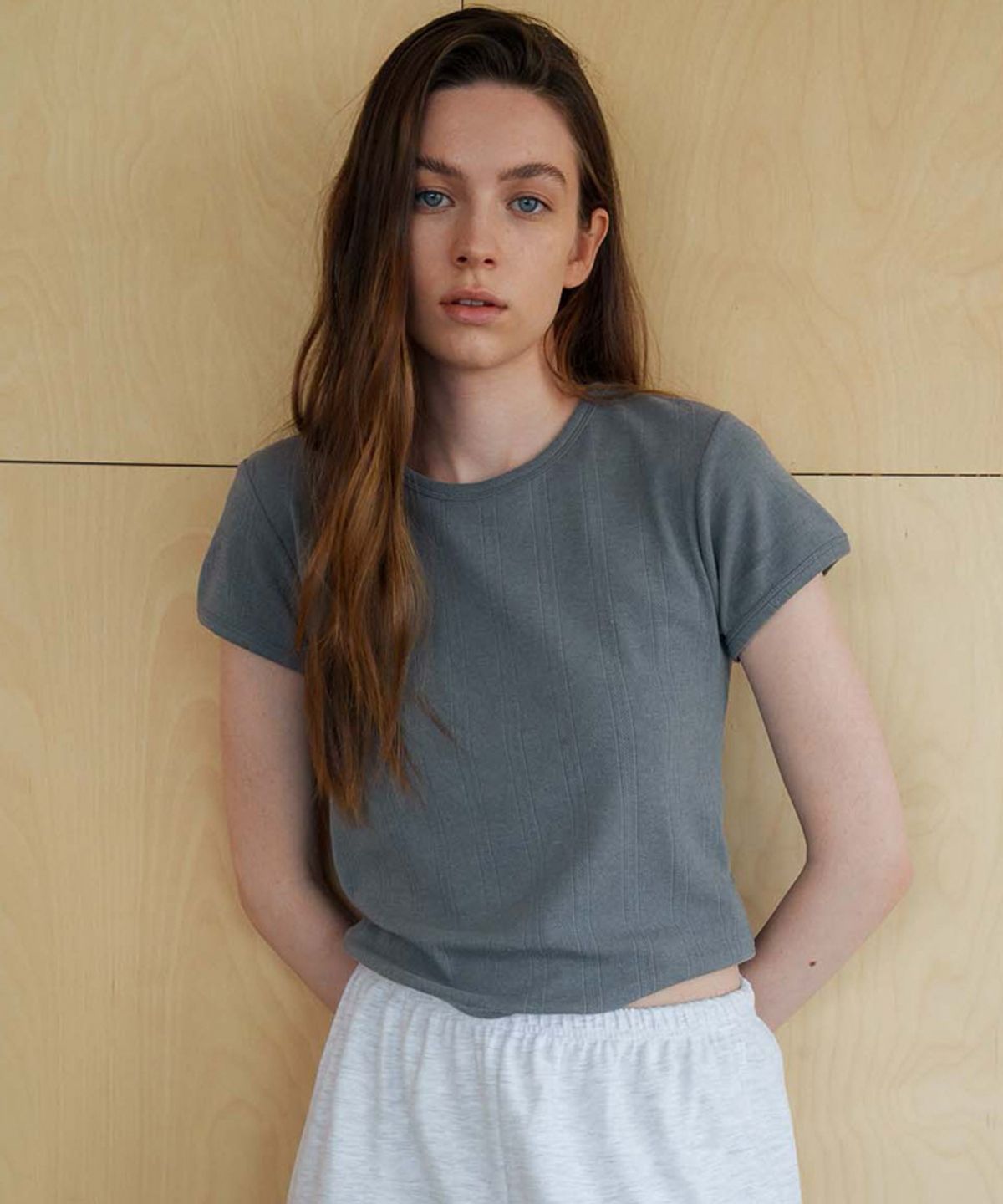 스러움(SEUREOUM) Soft Pointelle Top_Cool Grey