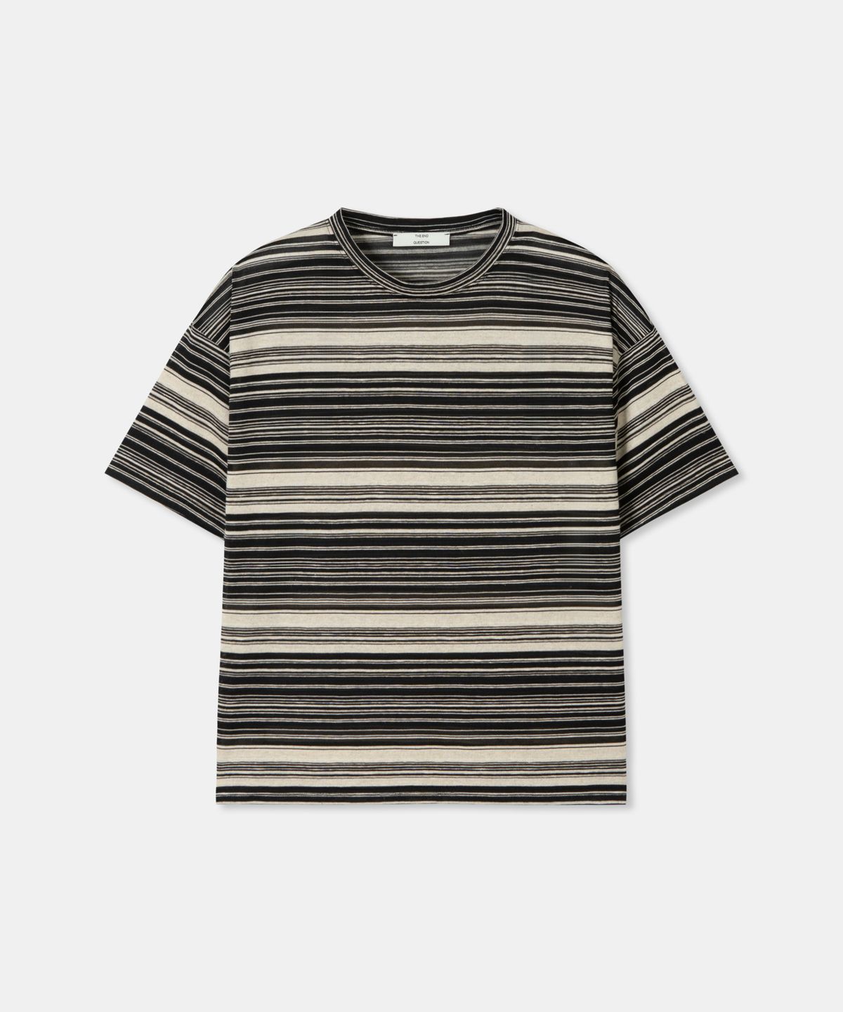 디앤드퀘스천(THEENDQUESTION) Linen stripe t-shirt / BLACK
