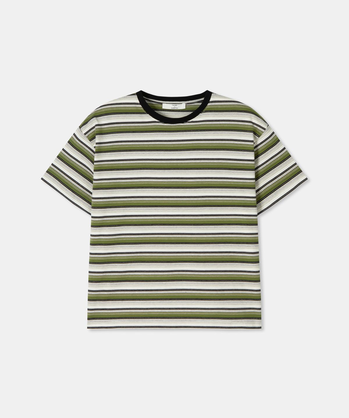 디앤드퀘스천(THEENDQUESTION) Multi stripe t-shirt / KHAKI