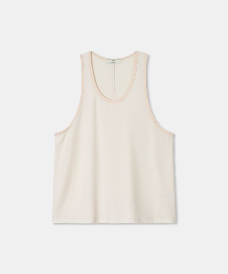 Loose sleeveless t-shirt / IVORY