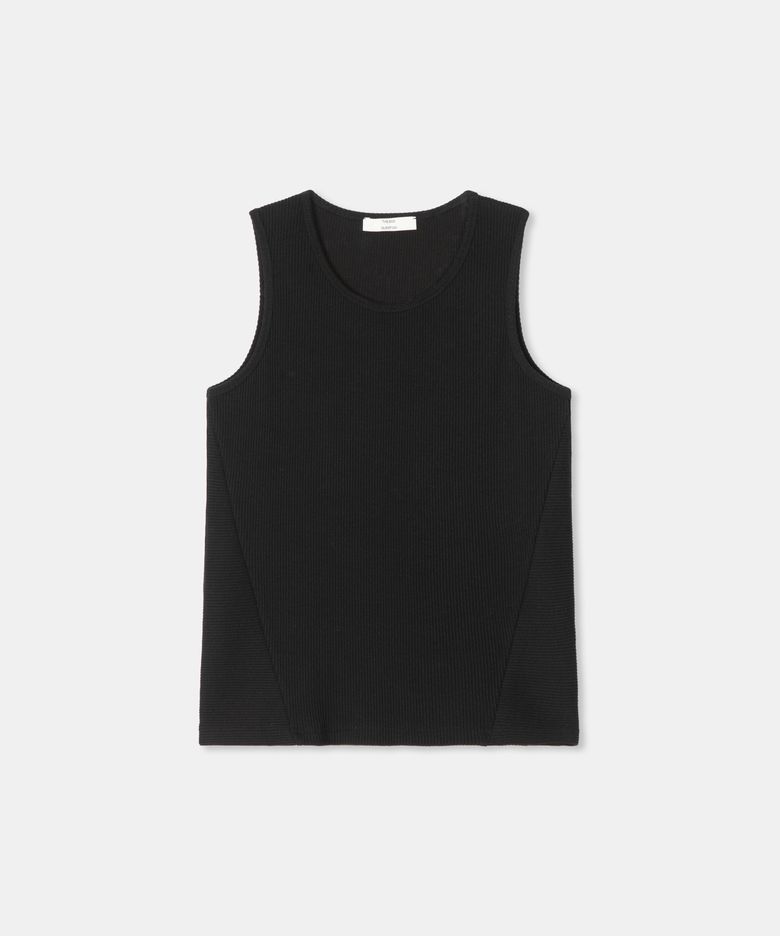 Rib sleeveless t-shirt / BLACK