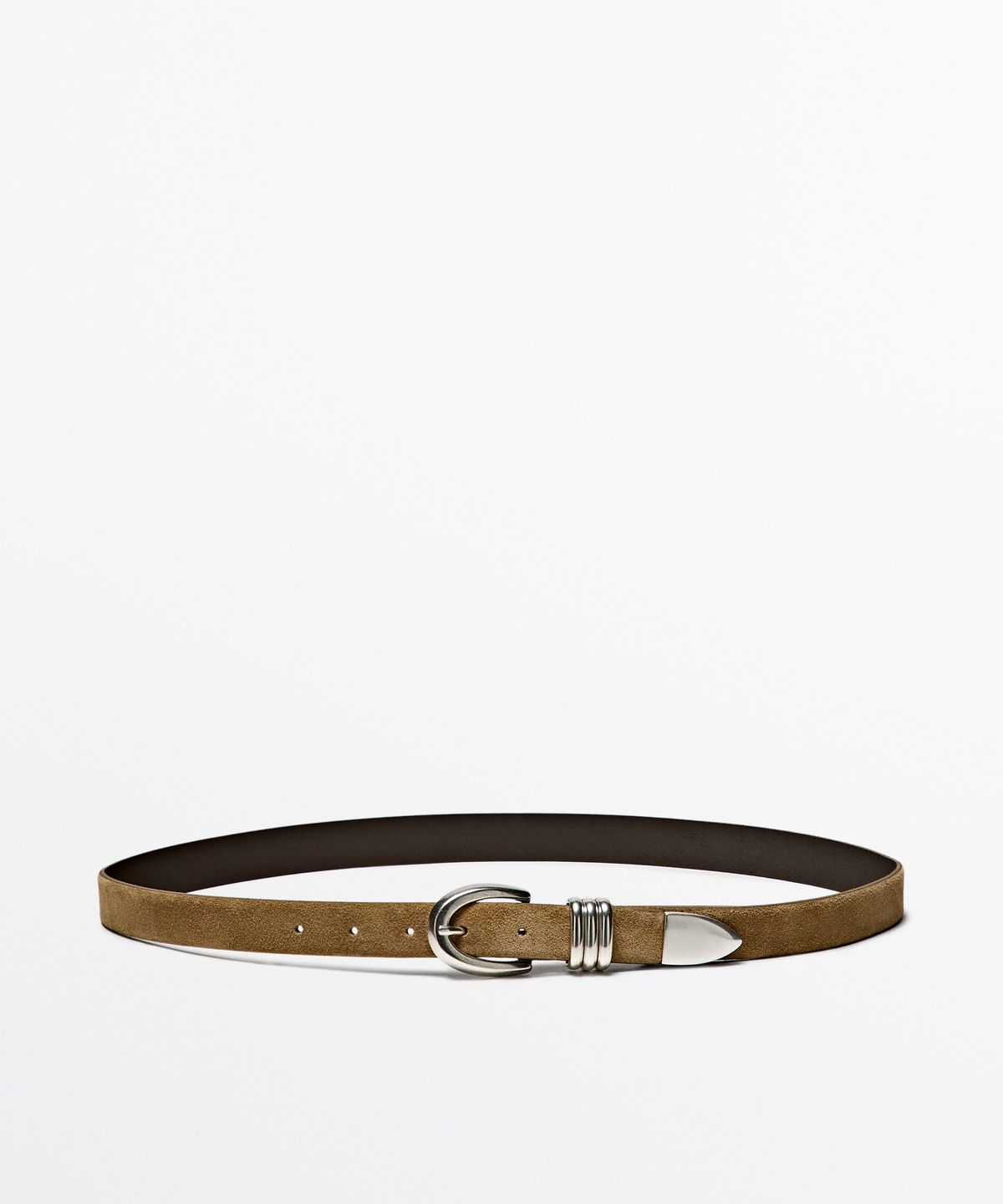 마시모두띠(MASSIMO DUTTI) 메탈 디테일 스플릿 스웨이드 벨트