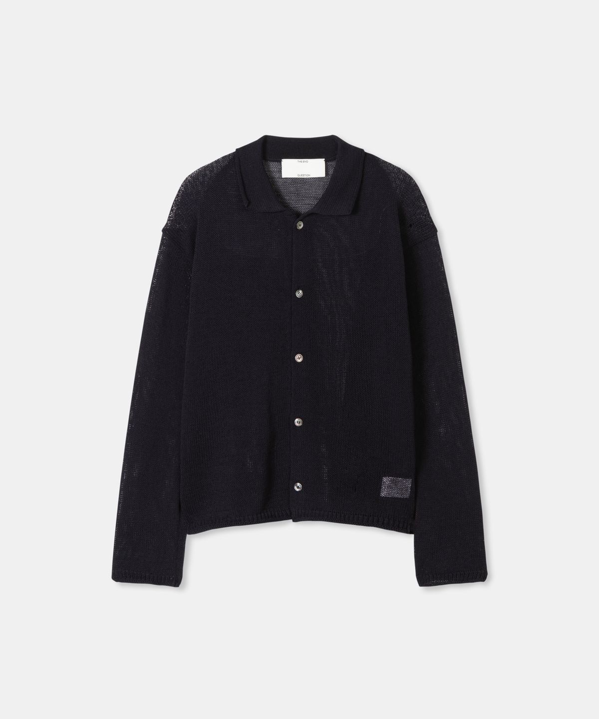 디앤드퀘스천(THEENDQUESTION) Linen blend collar cardigan / BLACK