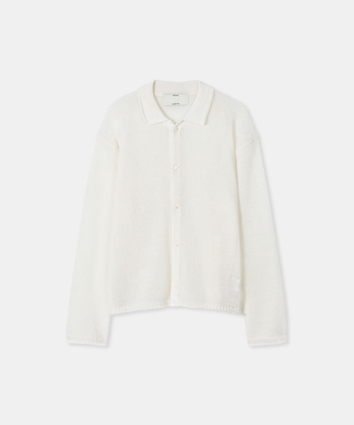 디앤드퀘스천(THEENDQUESTION) Linen blend collar cardigan / WHITE