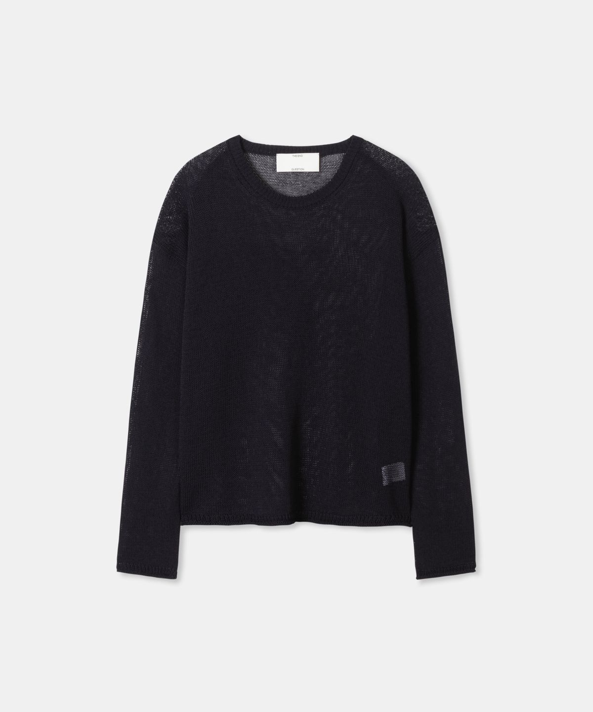 디앤드퀘스천(THEENDQUESTION) Linen blend crewneck knit top / BLACK
