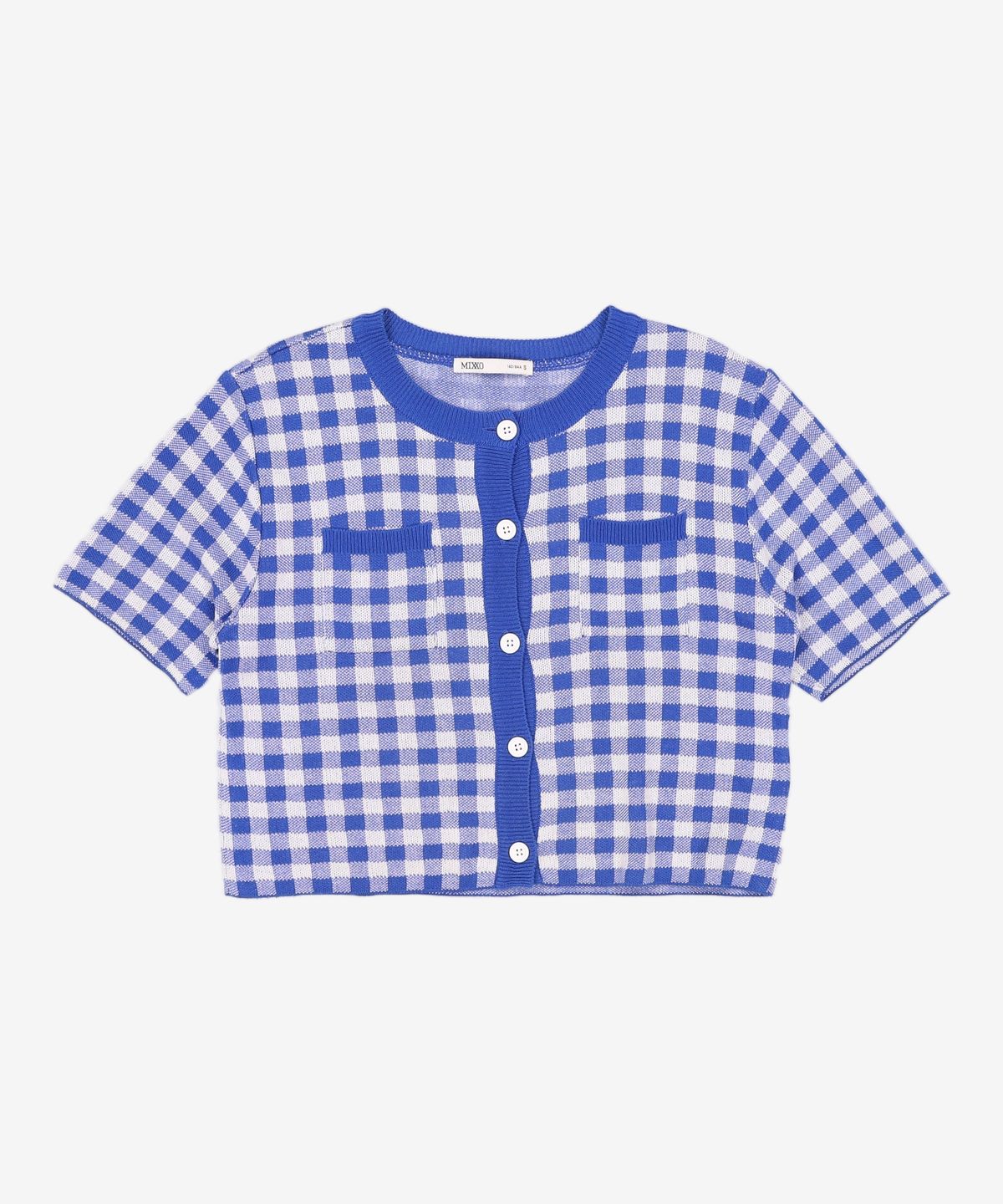 미쏘(MIXXO) 라운드넥 체크 가디건 MIWCKC514T S