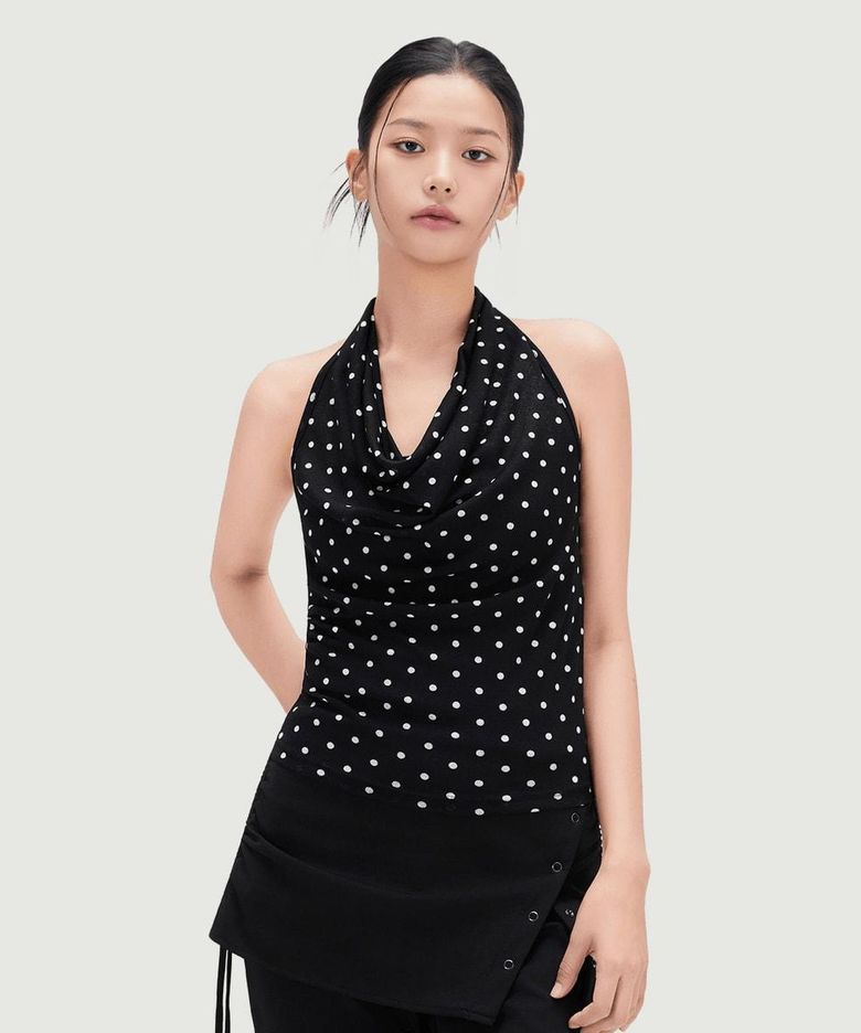 도트 홀터넥 슬리브리스 RE HNG62MS_MIWHNG73QS