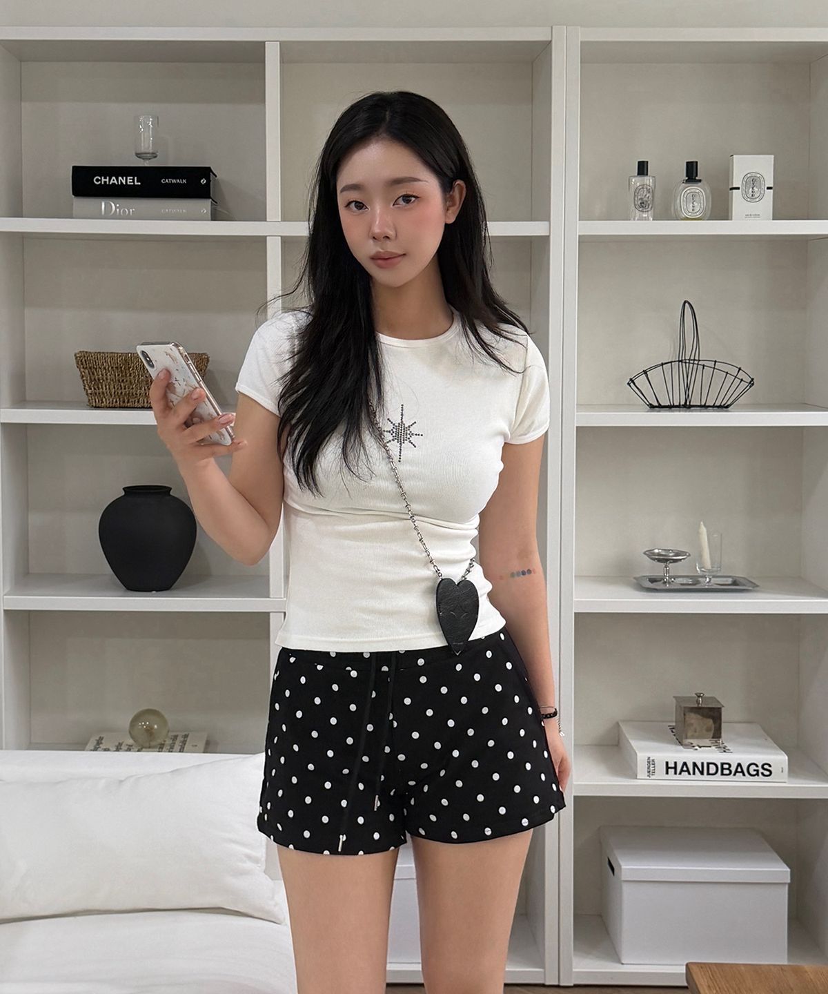 어썸스튜디오(AWESOME STUDIO) 도트 패턴 스타팬츠 블랙