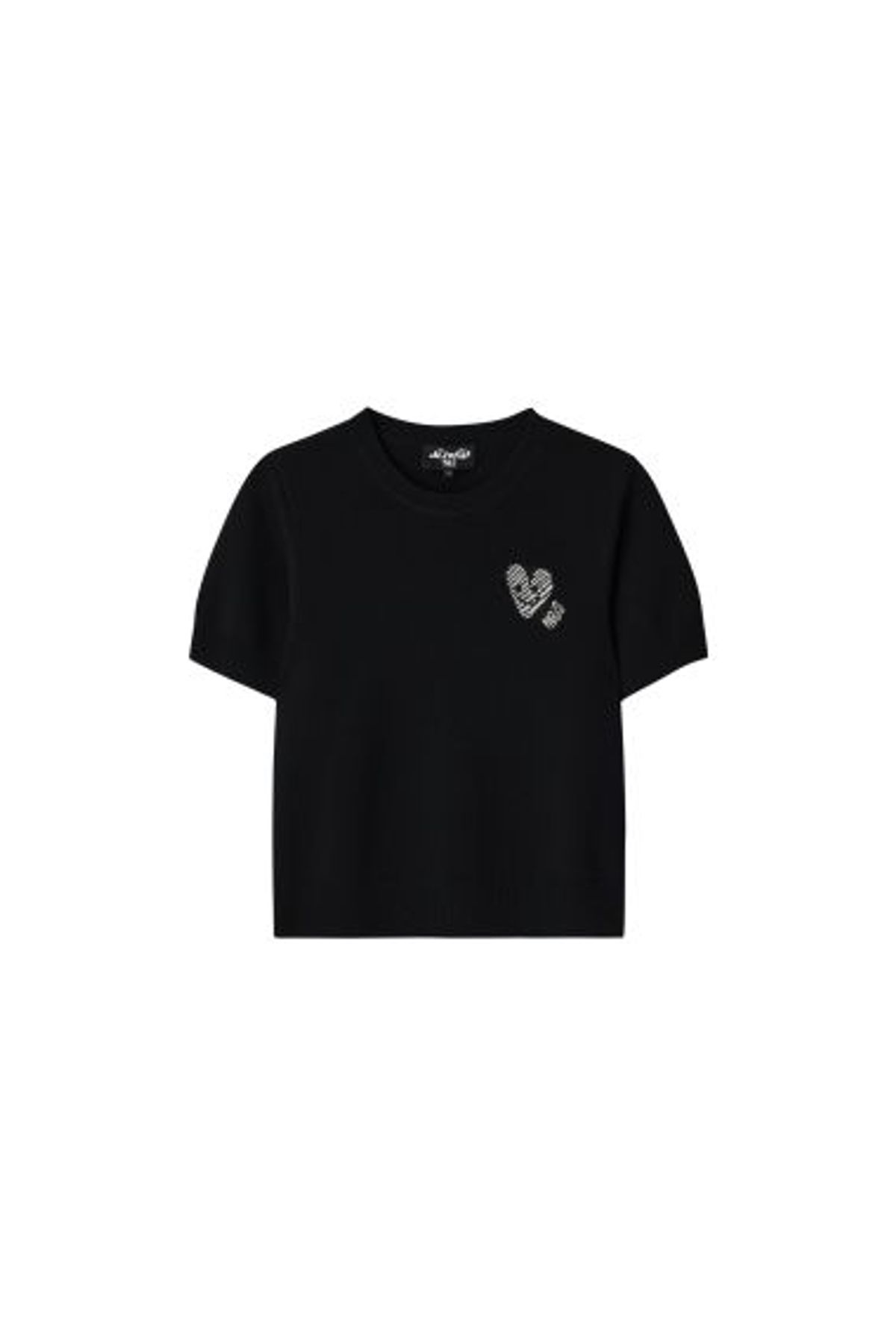 데바스테(DEVASTEE) 로고 자카드 크루넥 반팔 니트 풀오버 (ESFDVKT06BLK)