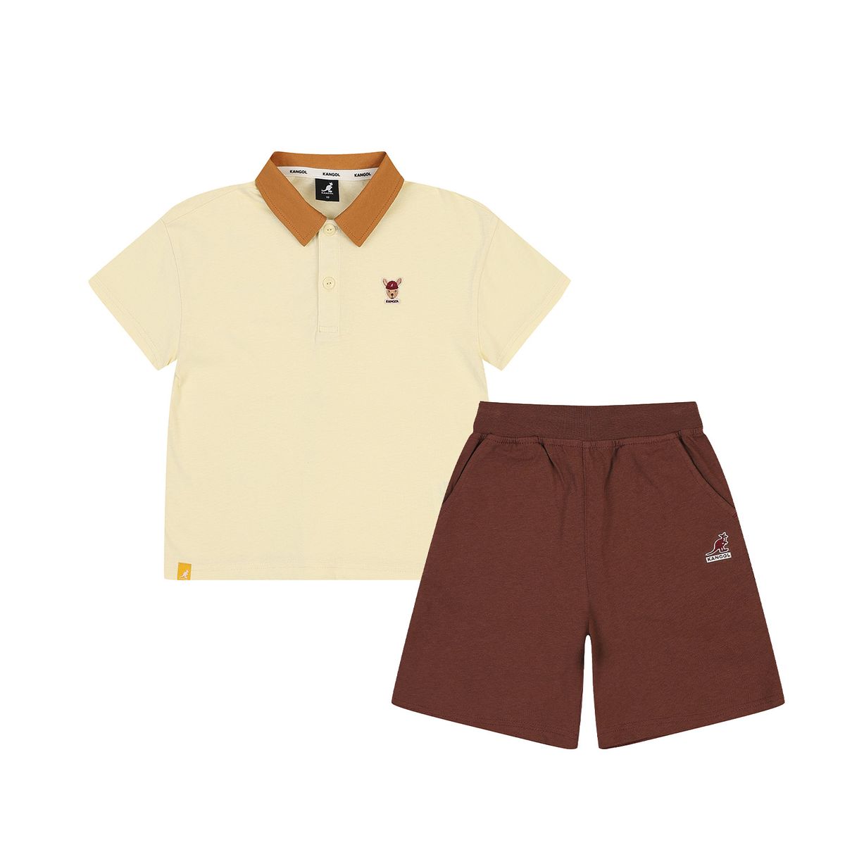 캉골키즈(KANGOL KIDS) 루 심볼 카라 숏 슬리브 세트웨어 SB 0005 옐로우