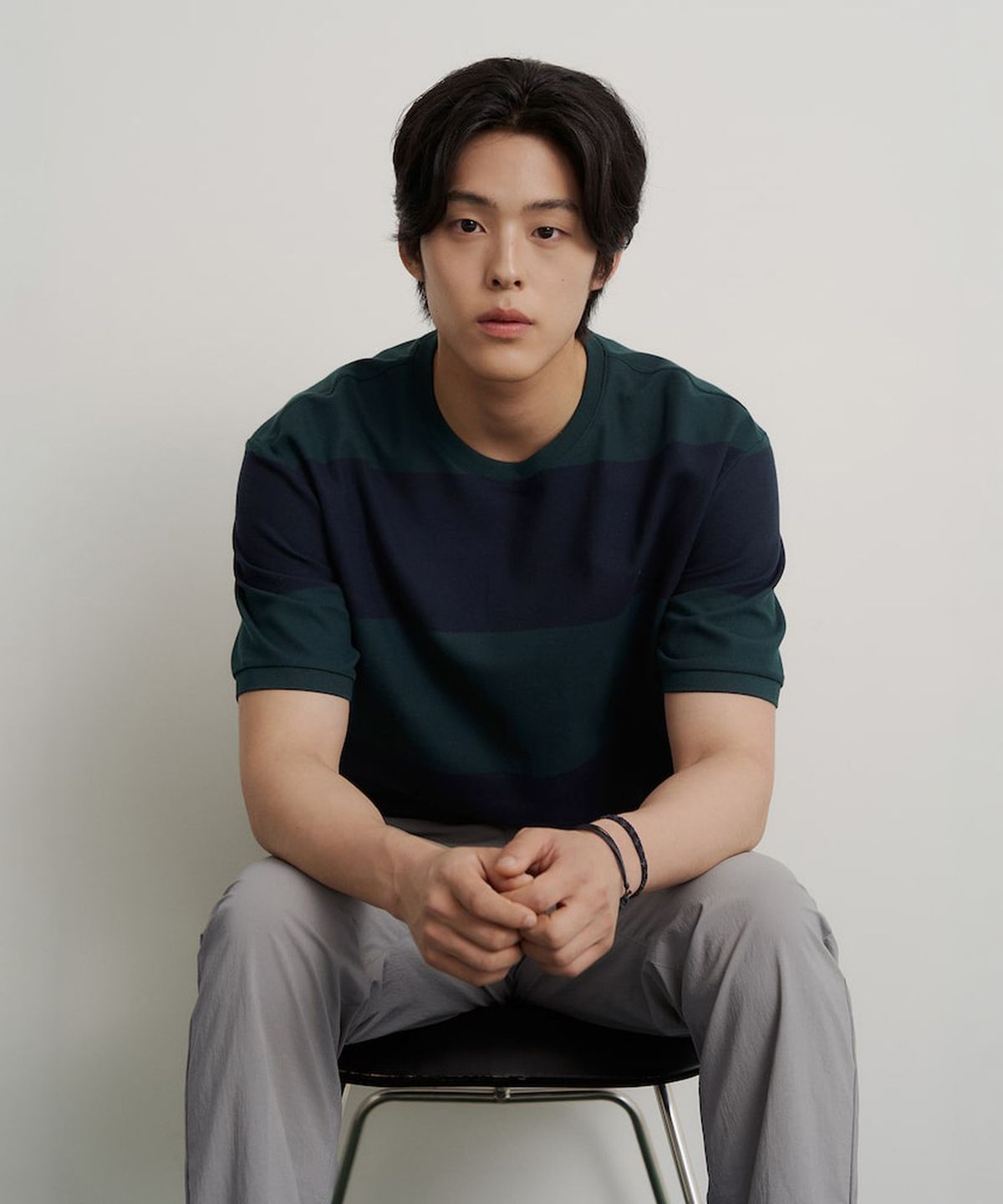 빈폴 멘(BEANPOLE MEN) 볼드 컬러블럭 캐주얼 티셔츠  그린