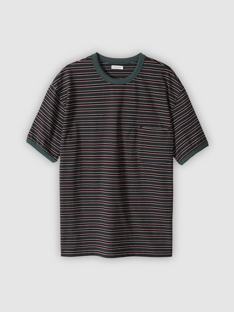 STRIPE RINGER T-SHIRTS CHARCOAL / DARK OLIVE