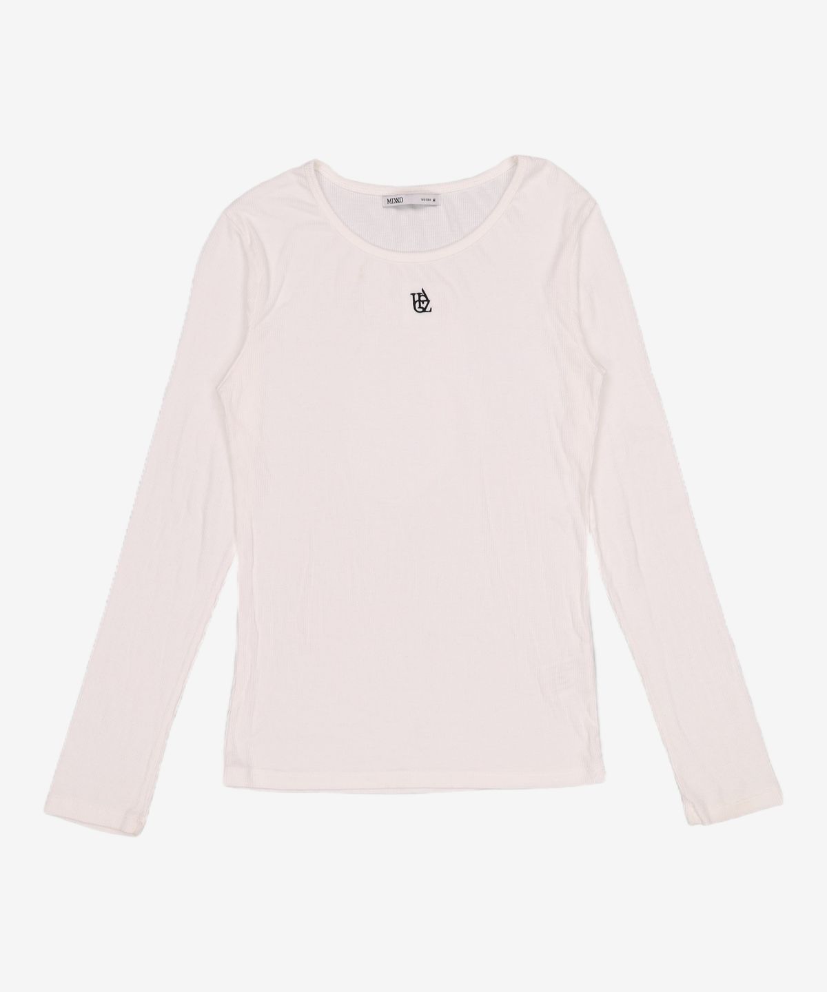미쏘(MIXXO) 심플 로고 골지 긴팔 티셔츠_MIWLWF901C M