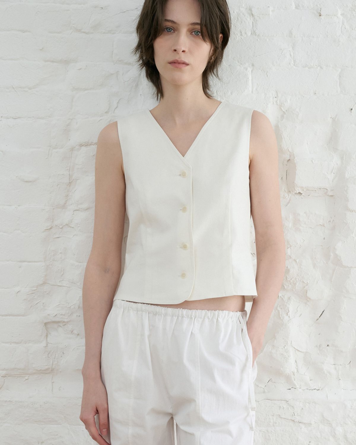 블루브릭(BLUEBRICK) Linen vest (ivory)