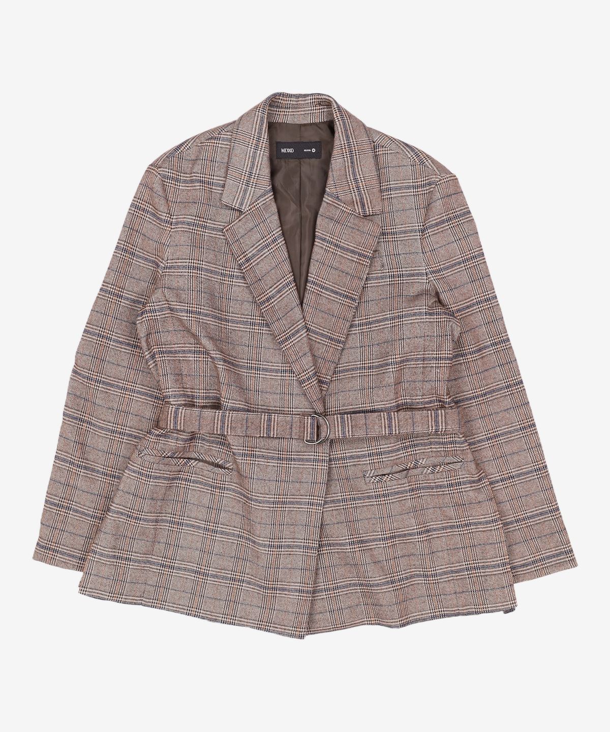 미쏘(MIXXO) 벨티드 심플 체크 자켓 MIWJK8T41B M