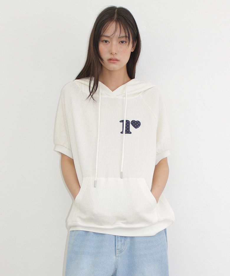 DOT R HALF SLEEVE HOODIE SOFT YELLOW
