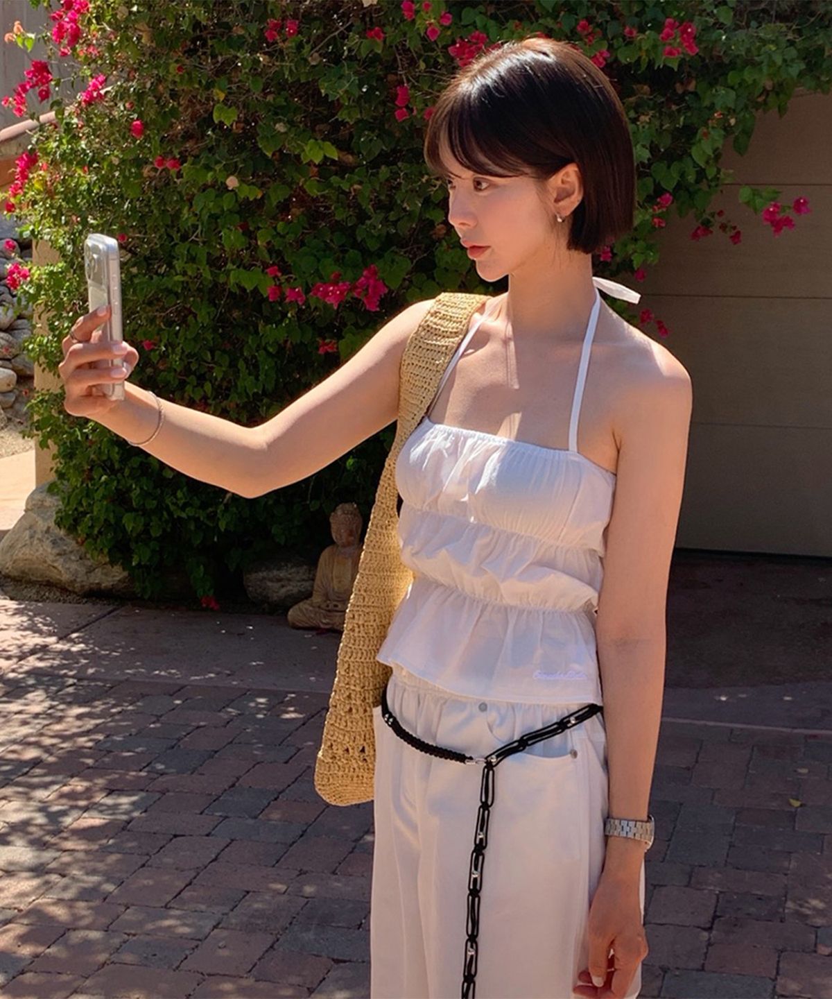 썸웨어버터(SOMEWHEREBUTTER) Bay Halter Blouse - Ivory