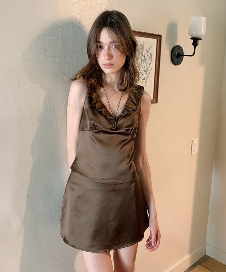 Elia Satin Blouse - Brown
