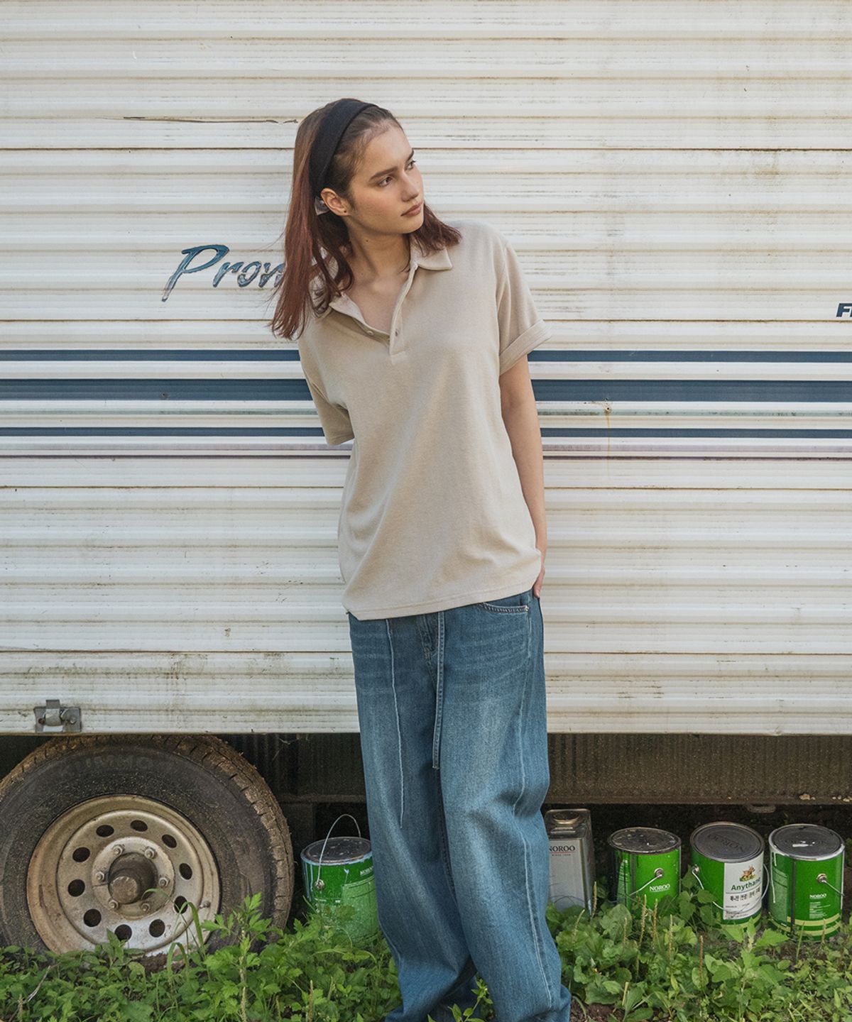 108파운드(108POUND) Terry Polo Shirt_Oat Beige
