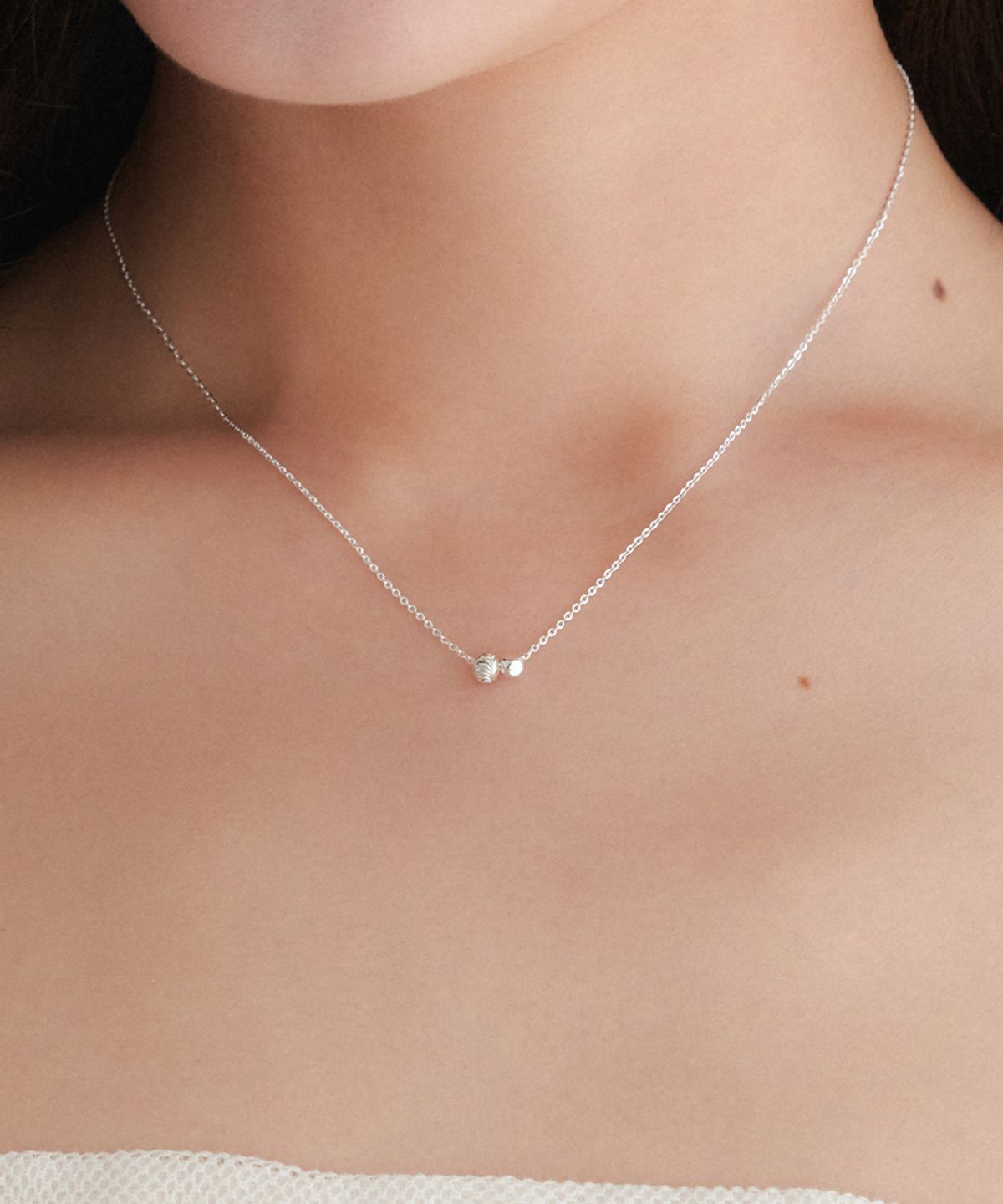 오블라(OVLA) (SILVER 925) twin ball mini silver necklace JN061