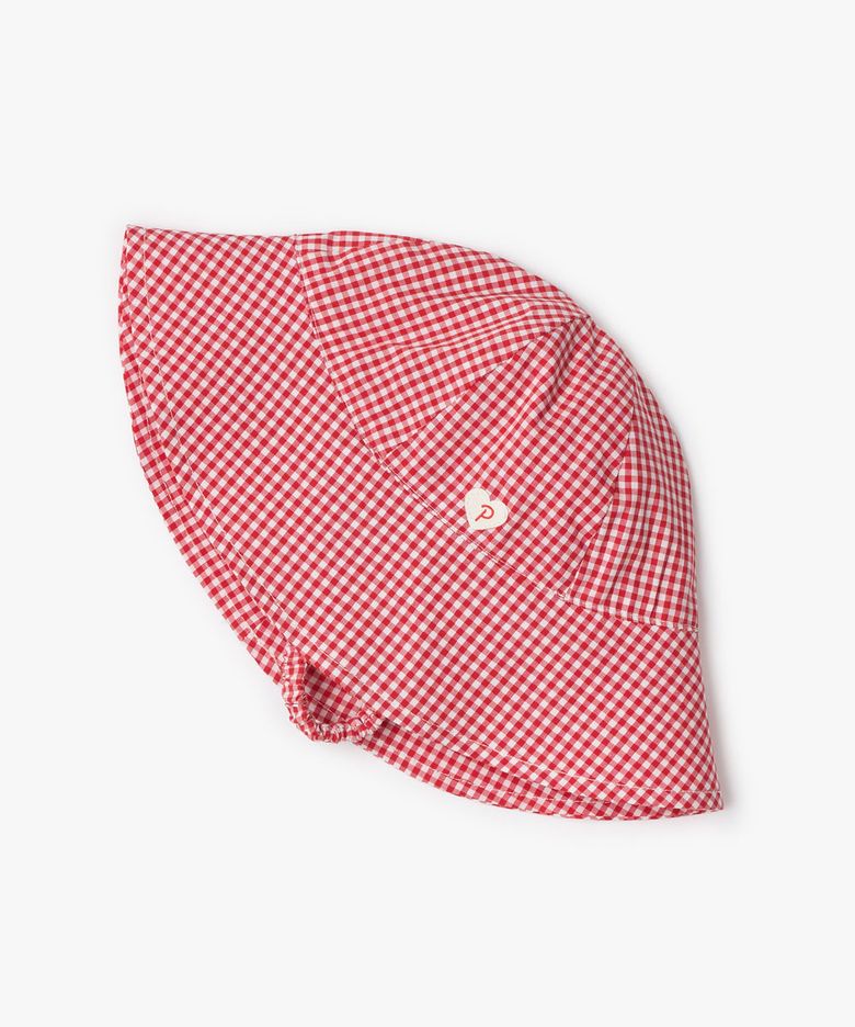 PG Heart Button Gingham Bucket Hat