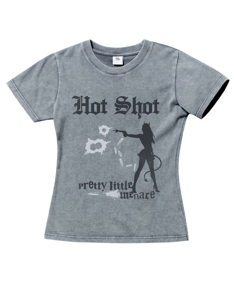 Hot Shot 워시드 슬림핏 반팔티