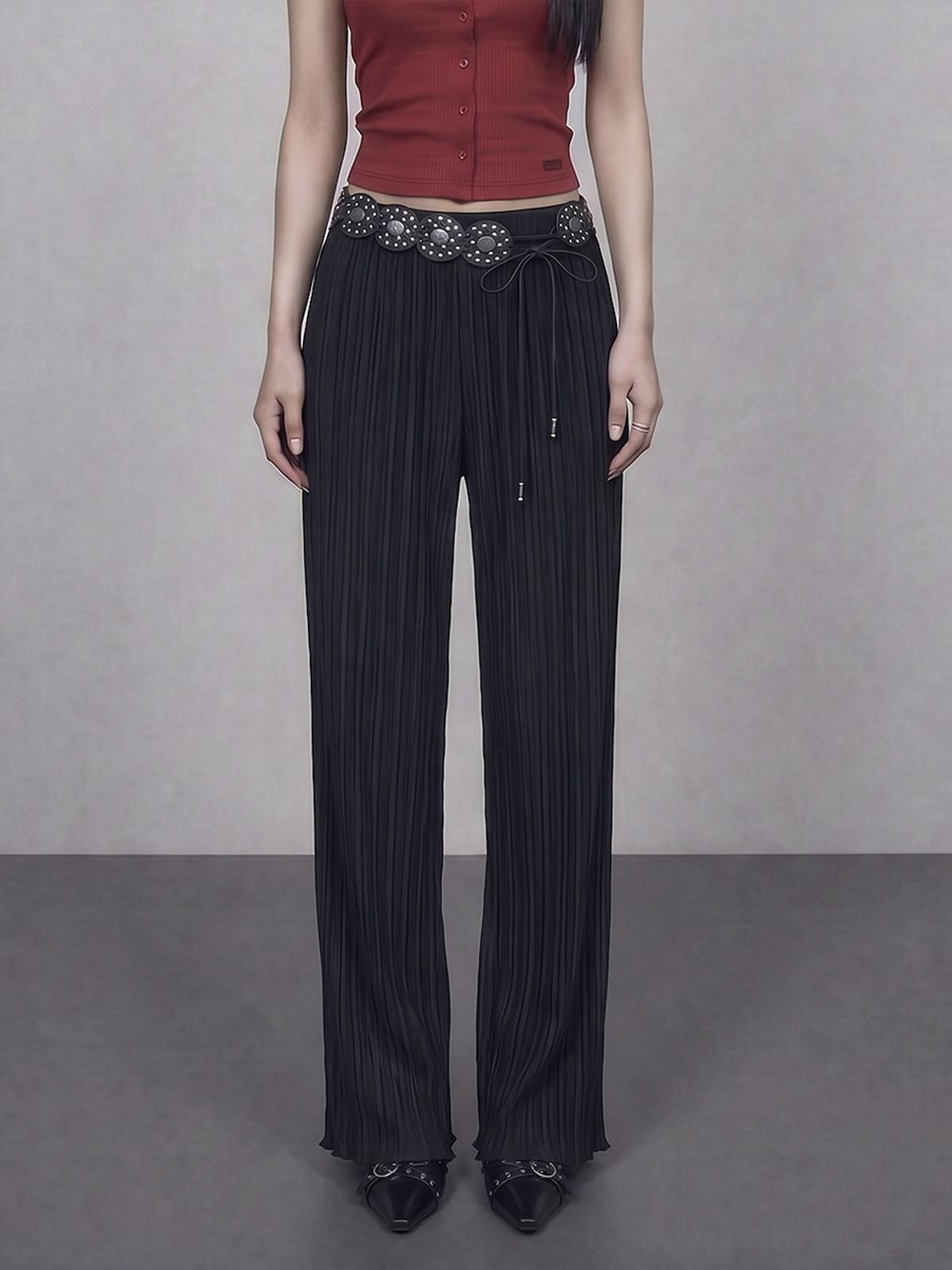 바운더리(BOUNDARY) GLAM PLEATS BANDING LONG PANTS BK_B261MSA112