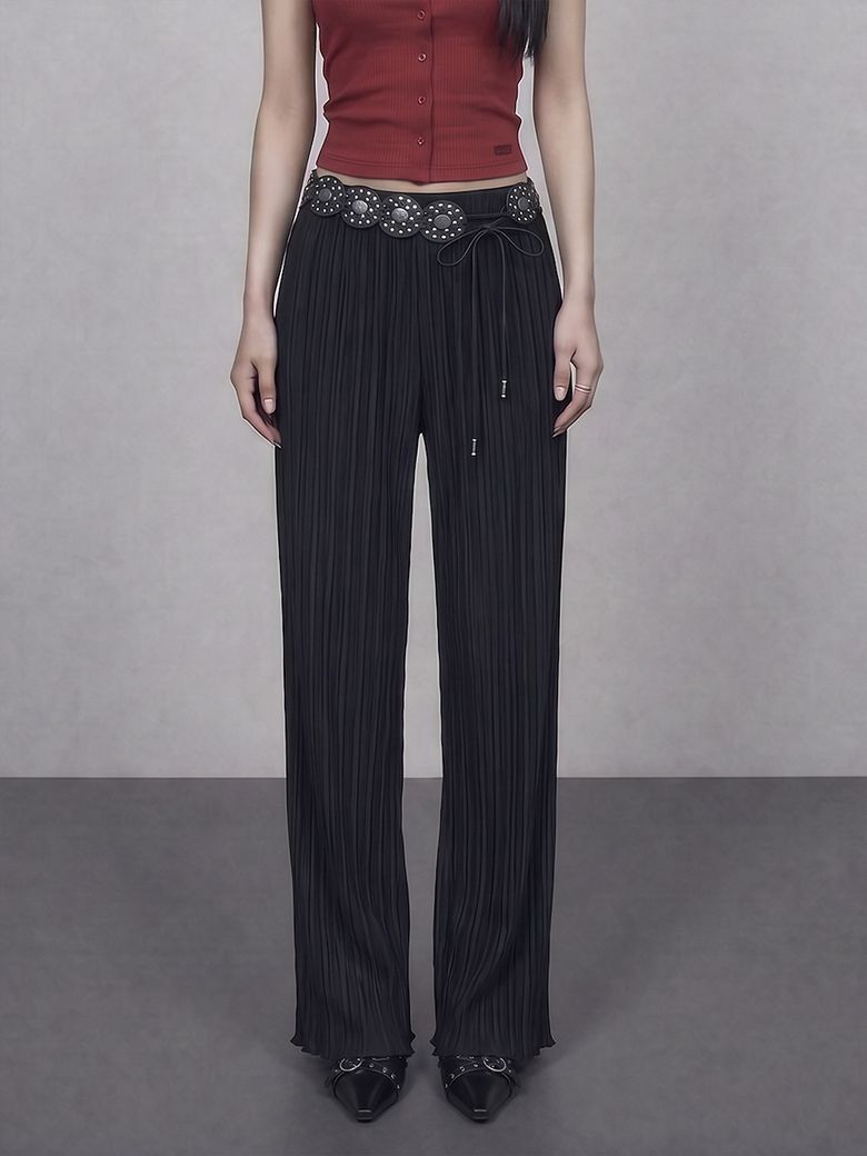 GLAM PLEATS BANDING LONG PANTS BK_B261MSA112