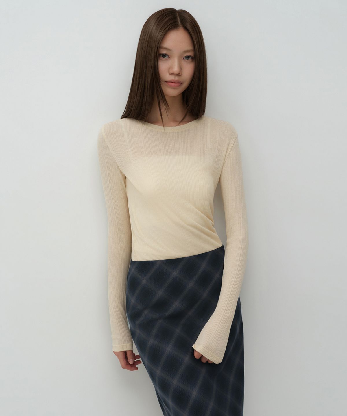 무신사 스탠다드 우먼(MUSINSA STANDARD WOMAN) 우먼즈 소프트 리브드 긴소매 티셔츠 [버터 크림]