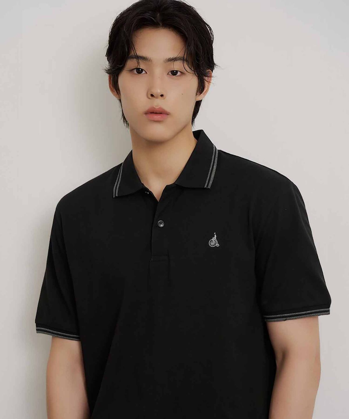 빈폴 멘(BEANPOLE MEN) PQ 티핑 칼라 반소매 티셔츠  블랙