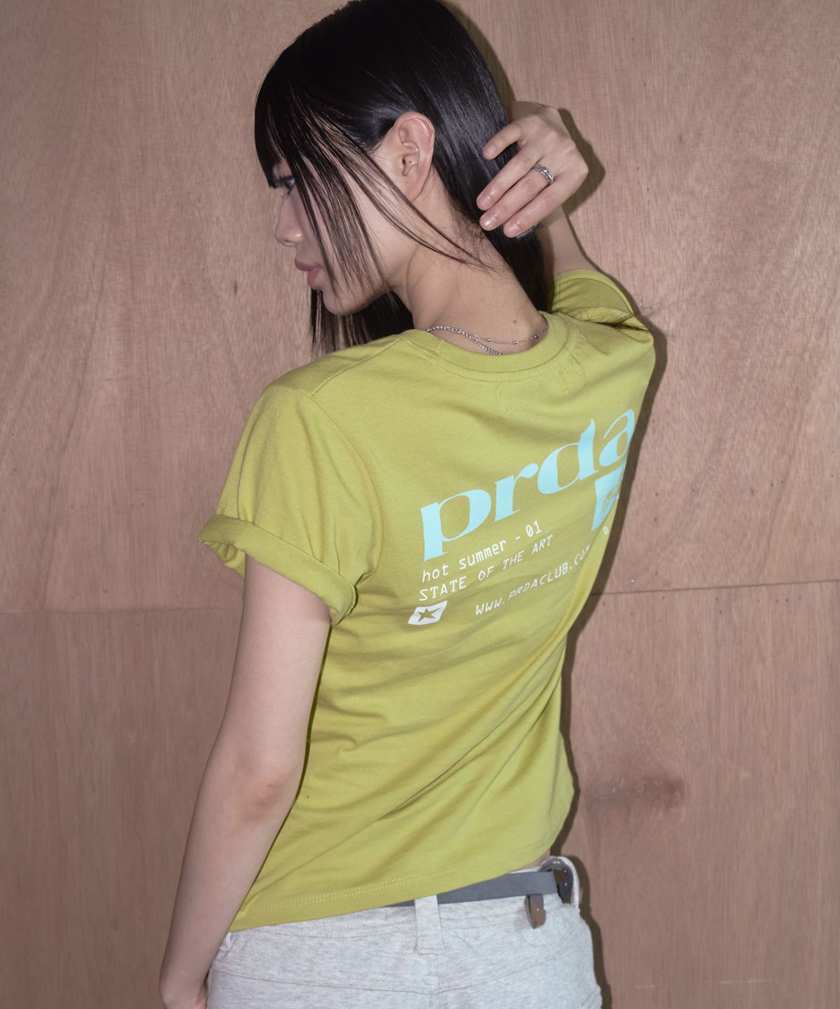 프렌다(PRENDA) STATE SEMI CROP TEE YELLOW GREEN