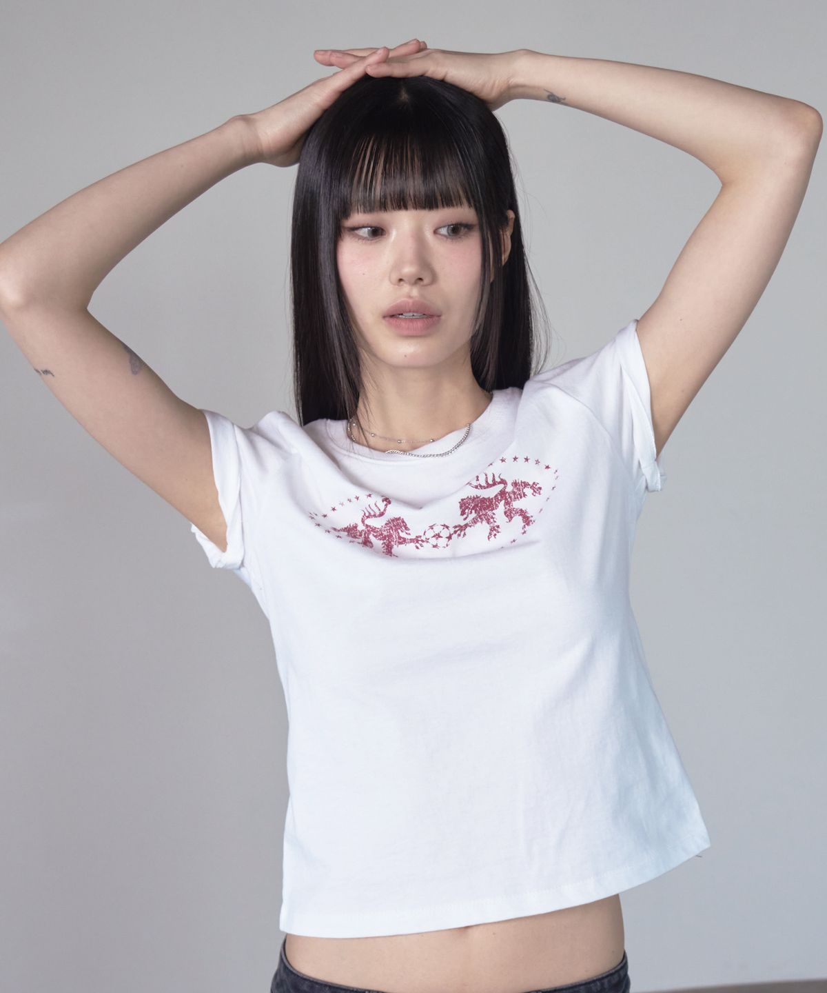 프렌다(PRENDA) LOODY SEMI CROP TEE WHITE