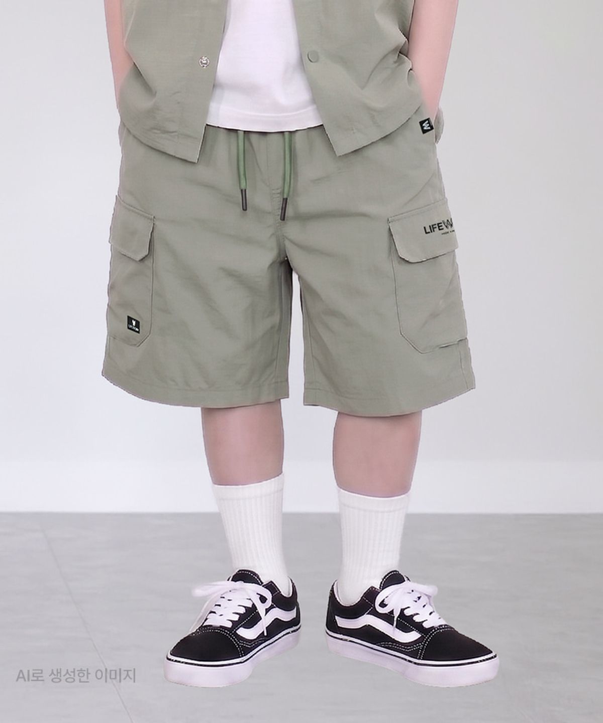 라이프워크 키즈(LIFEWORK KIDS) 키즈) 립스탑 라이트 카고 숏 팬츠