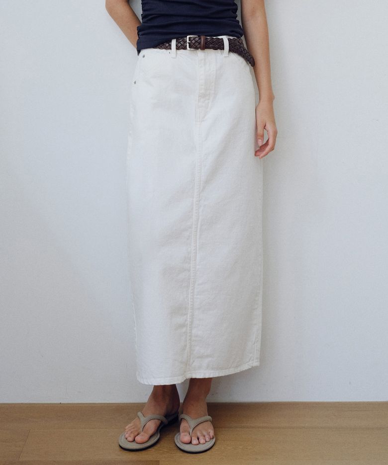 Denim H-line long skirt