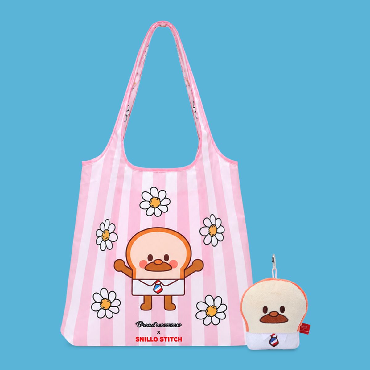 스닐로스티치(SNILLOSTITCH) 스닐로 스티치 X 브레드 이발소 인형 에코백 데이지 핑크