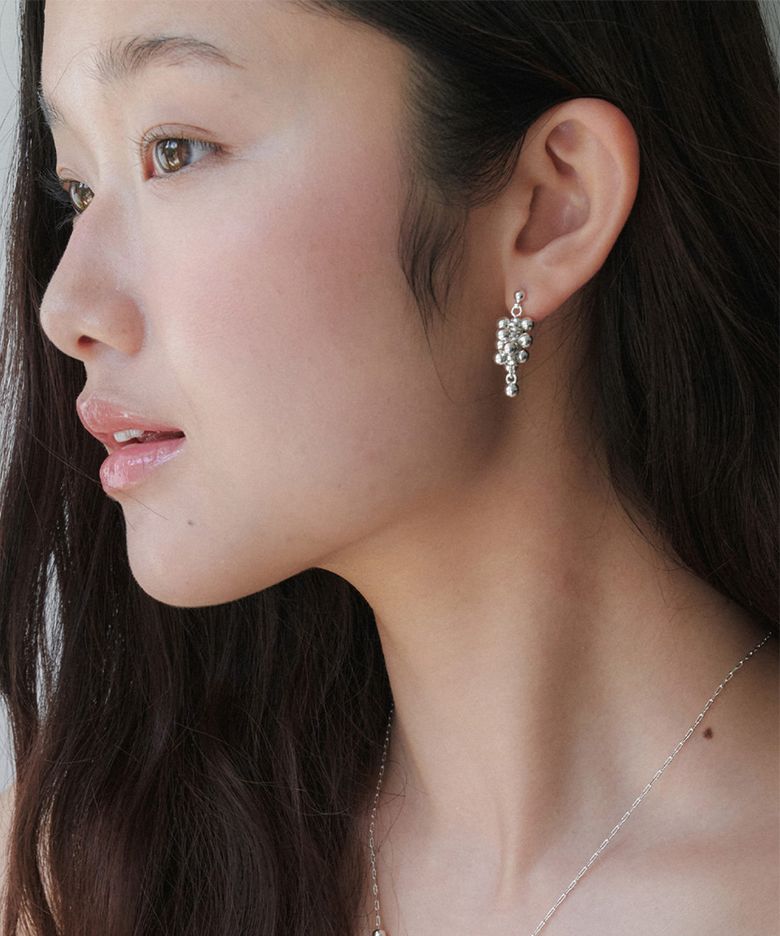 silver grape drop earring JE077