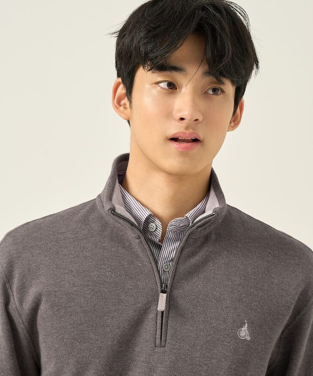 빈폴 멘(BEANPOLE MEN) 클래식 소프트 코튼 쿼터집 티셔츠  브라운