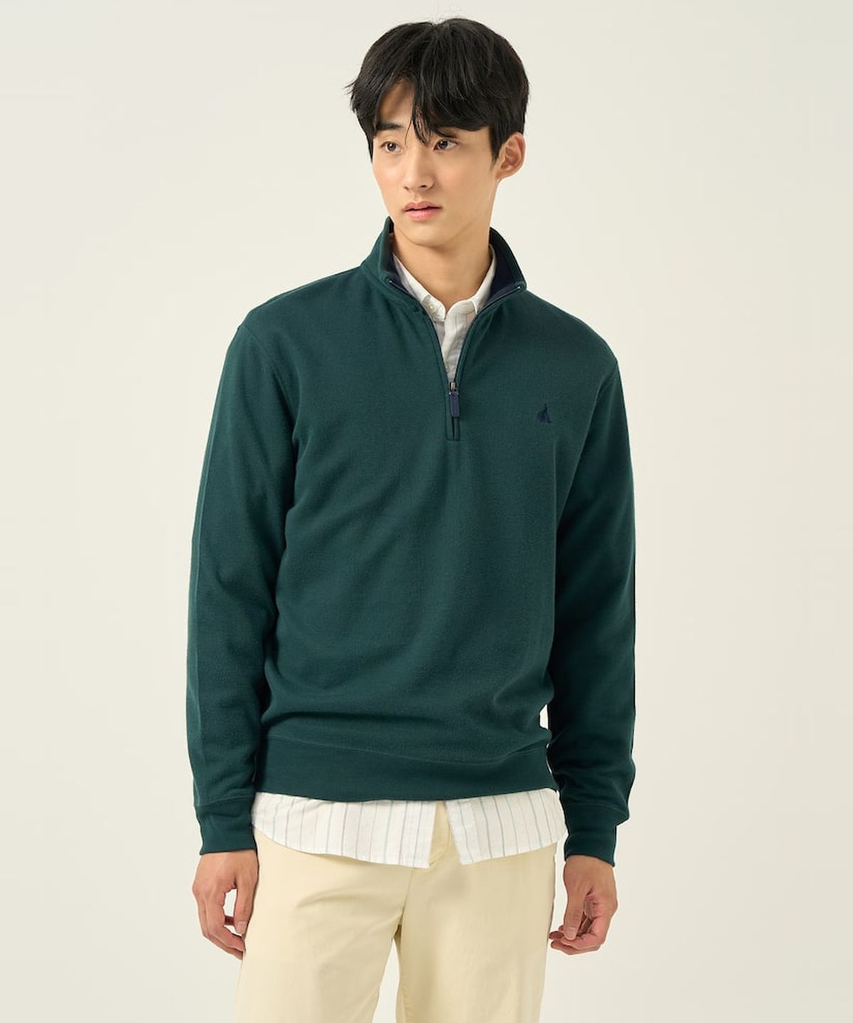 빈폴 멘(BEANPOLE MEN) 클래식 소프트 코튼 쿼터집 티셔츠  그린