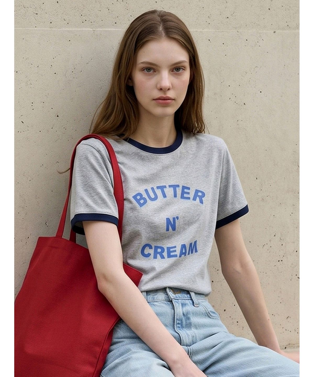 포에버21(FOREVER21) 라운드 배색 레터링 반팔 티셔츠 (FTDBTS030)