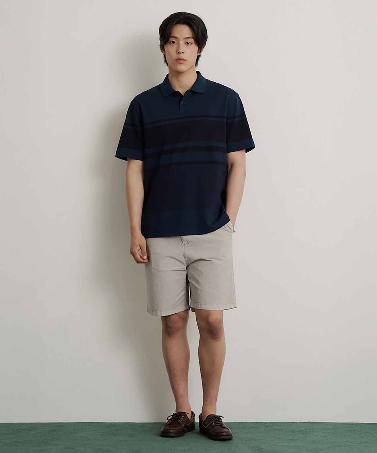 빈폴 멘(BEANPOLE MEN) 가먼트다잉 하프 팬츠  라이트 그레이