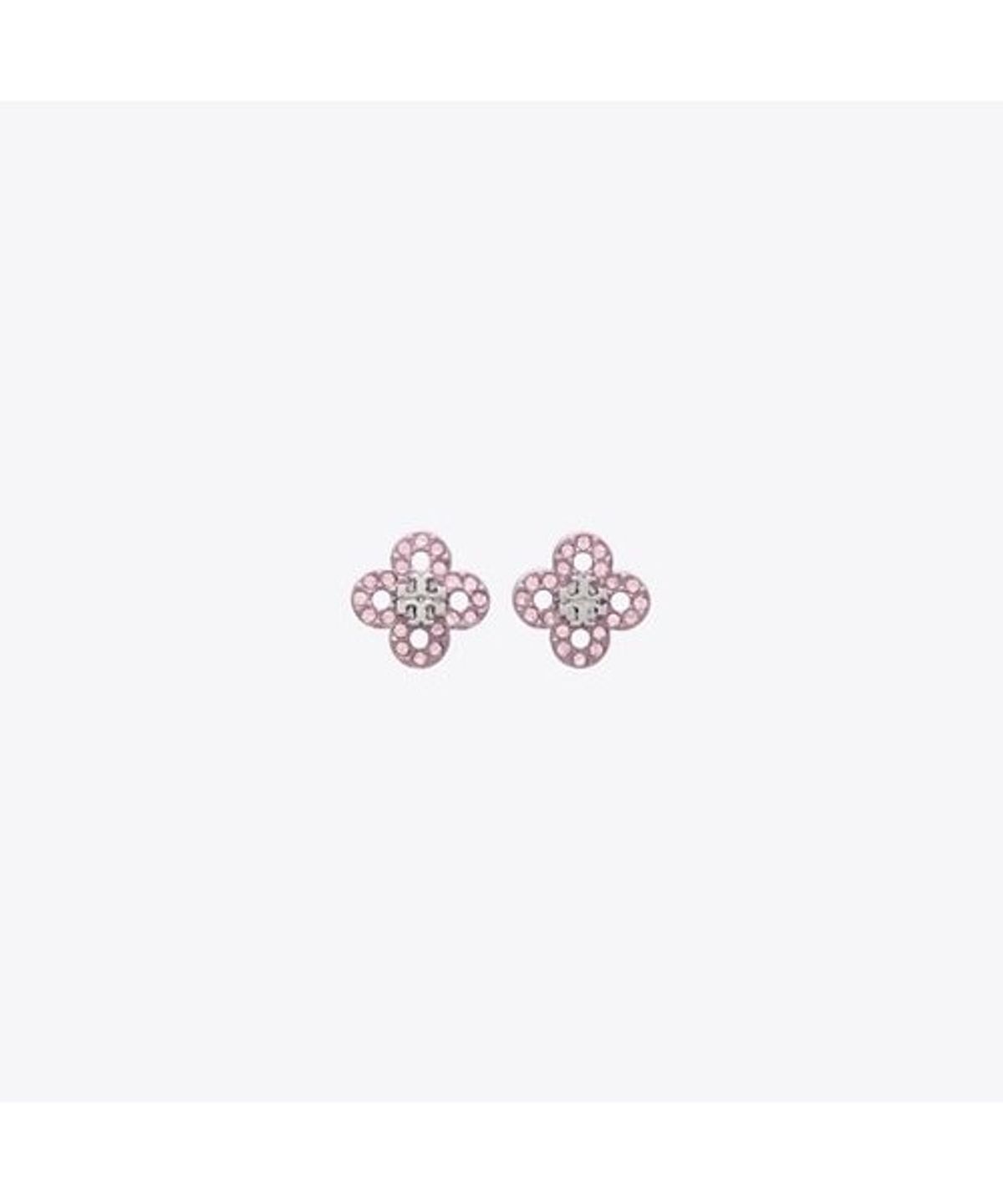 토리버치(TORYBURCH) 포겟 미 낫 클로버 앤 파베 스터드 이어링 - 토리 실버 / 핑크