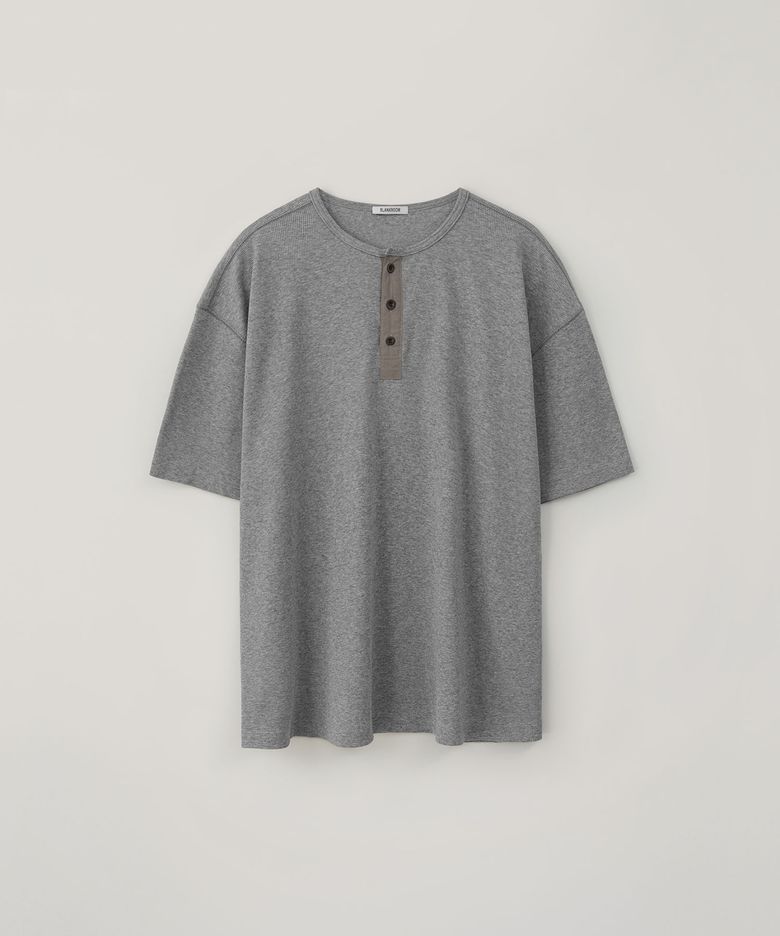 노블 헨리 넥 하프 티_MELANGE GRAY