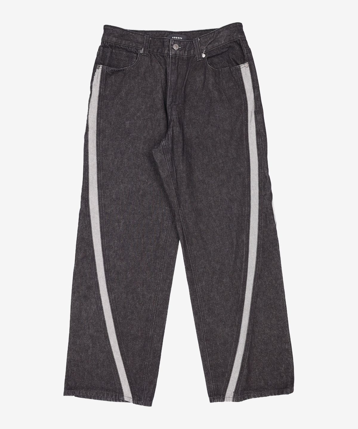 애드오프(ADDOFF) WAVE CURL LINE WIDE DENIM PANTS BLACK 50